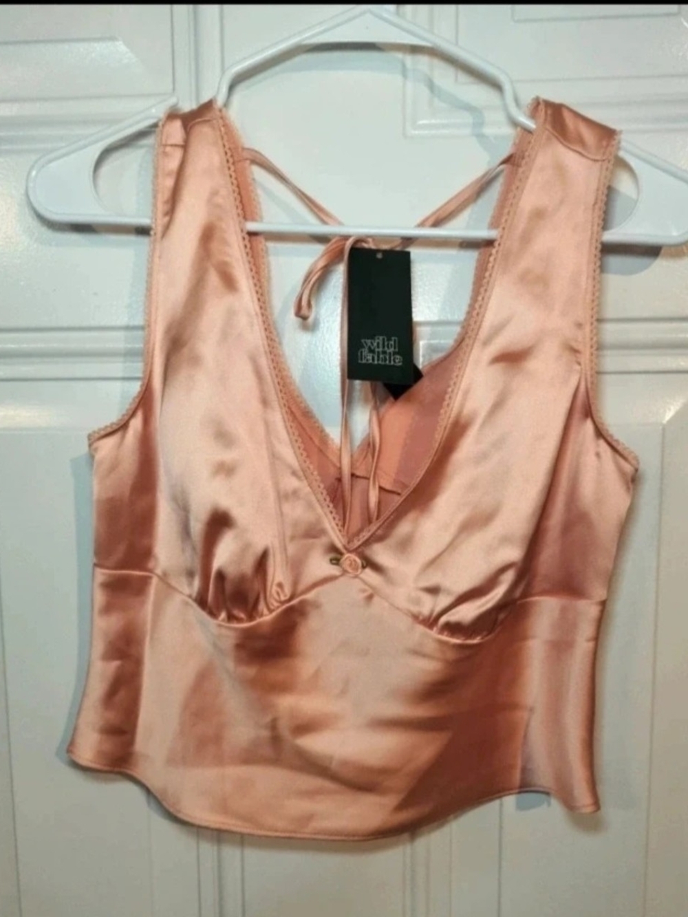 Wild Fable Satin Crop Top Size S Peach NWT.